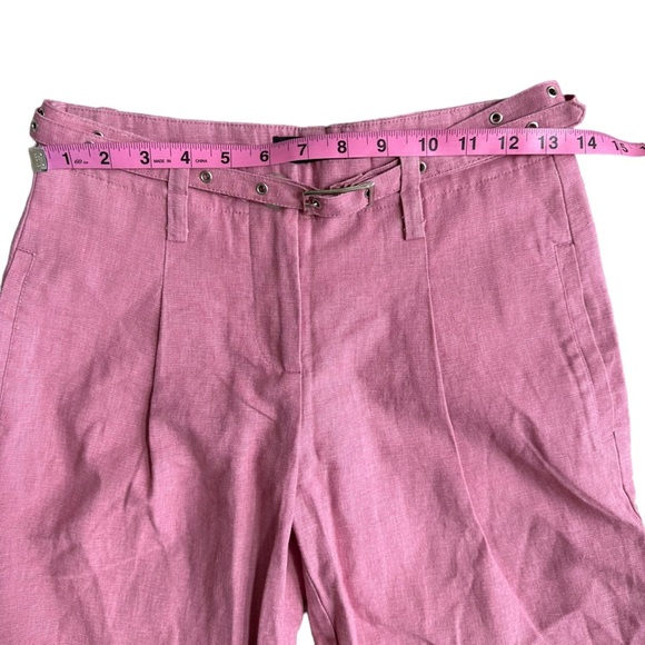 Bebe Women's Pink Andrea Plated Capri with Belt Pant Size: 0 New! - Picture 6 of 9